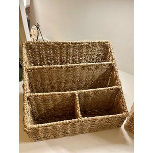 Seagrass Wire Framed Desk Organizer 1 Available